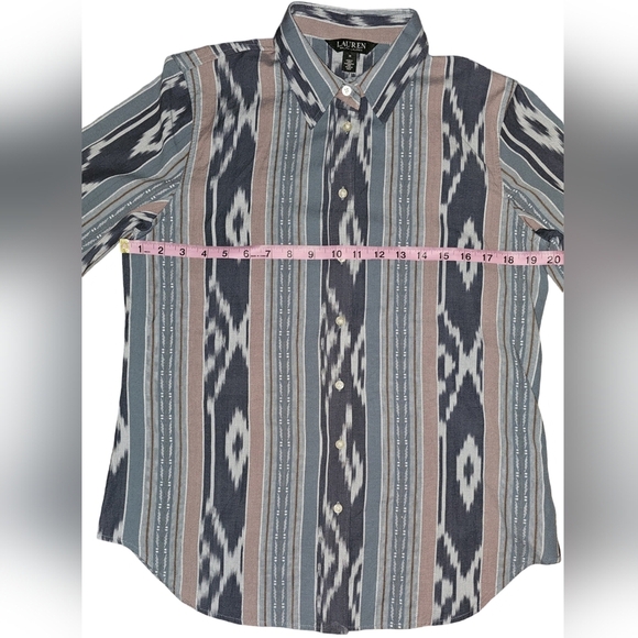 Ralph Lauren Geo-Stripe Cotton Button Shirt Featherweight Long Sleeve Sz M - Picture 11 of 16